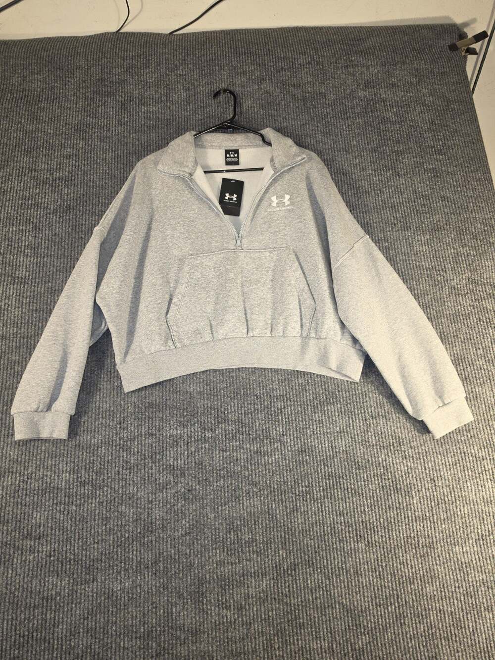 Under Armour Women's Oversized Half Zip Fleece Pullover Size Medium Gray